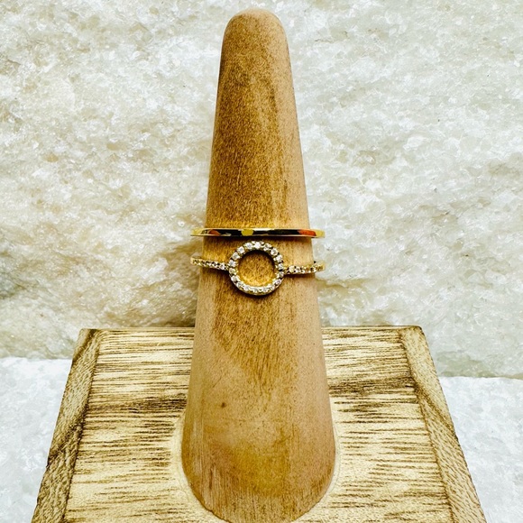 EUC Jules Smith 14k Yellow Gold Micro Pave CZ Halo Cuff Ring - Picture 7 of 12